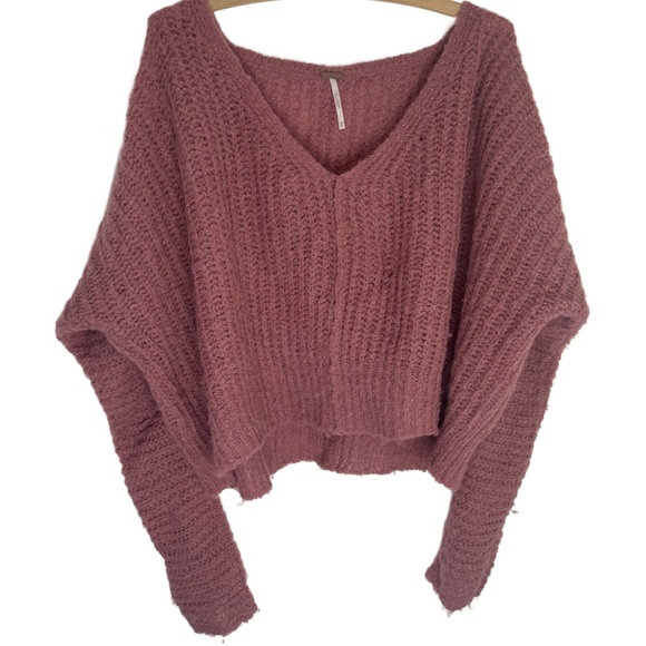FREE PEOPLE Moonbeam Pink Alpaca Blend Slouchy Oversized Sweater Size XS - Picture 4 of 16